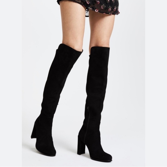 Stuart Weitzman Shoes - Stuart Weitzman Alljill Black Suede Over The Knee Heel Boots Sz 10.5